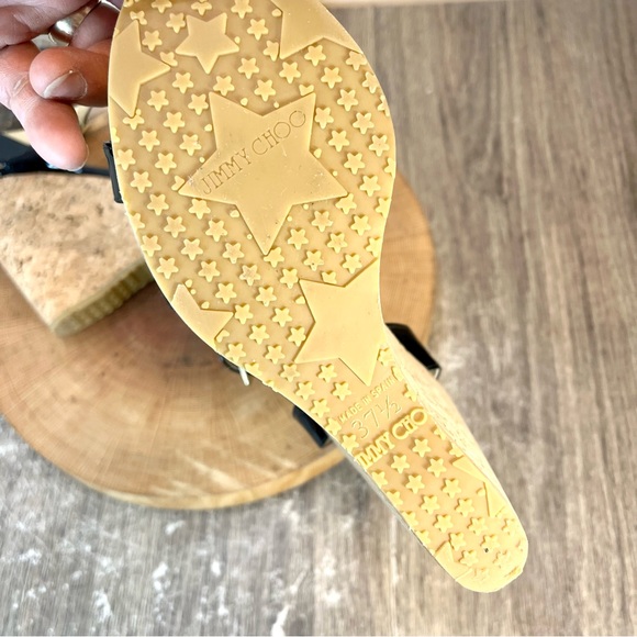 *Jimmy Choo | Papyrus Black Patent Leather Cork Wedge Platform Sandals Size37.5 - Picture 15 of 16